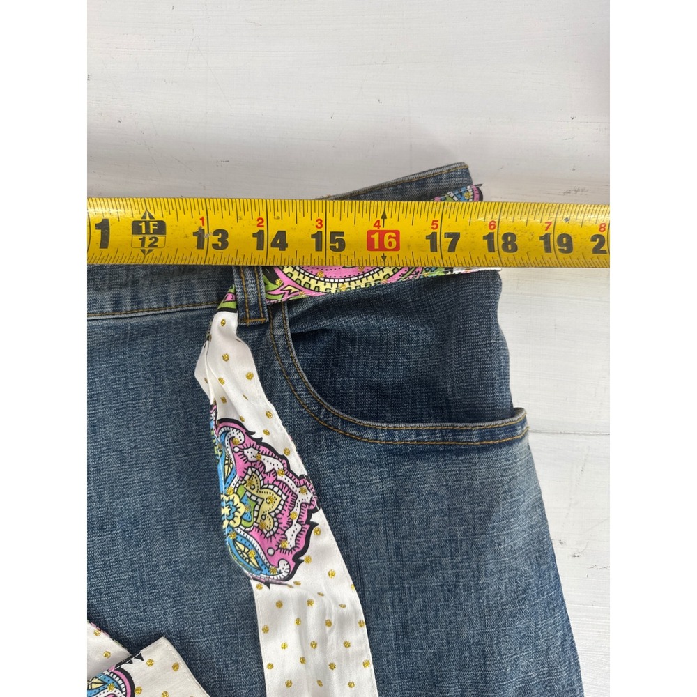 VTG JL New York Bohemian Paisley Cuff Sash Belt Cropped Wide Leg Size 14 Women - Picture 8 of 9